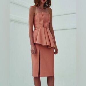 NEW C/MEO COLLECTIVE Strapless Midi Dress
